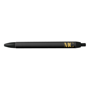 Black Gold Monogram Monogrammed Elegant Modern Ink Pen