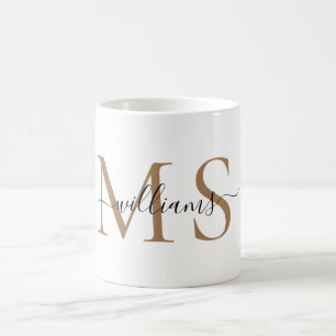 Black & Gold Monogram Name Coffee Mug