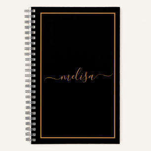 Black Gold  Monogram Name   Notebook