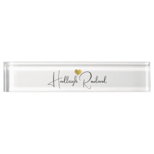 Black Gold Monogram Script Name Stylish Nameplate