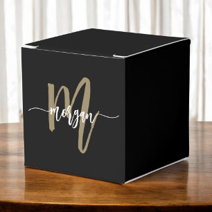 Black Gold Monogram Stylish Modern Favour Box