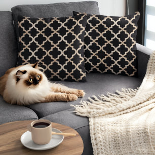 Black & Gold Moroccan Pattern Cushion