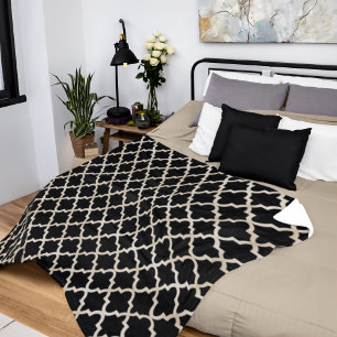 Black & Gold Moroccan Pattern Fleece Blanket