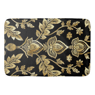 Black & Gold Motif Bath Mat