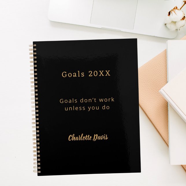 Black gold motivational quote goals notebook (Creator Uploaded)