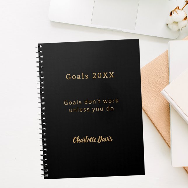 Black gold motivational quote goals notebook (Creator Uploaded)