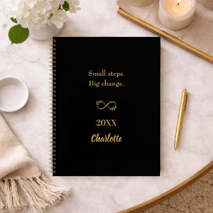 Black gold motivational quote notebook