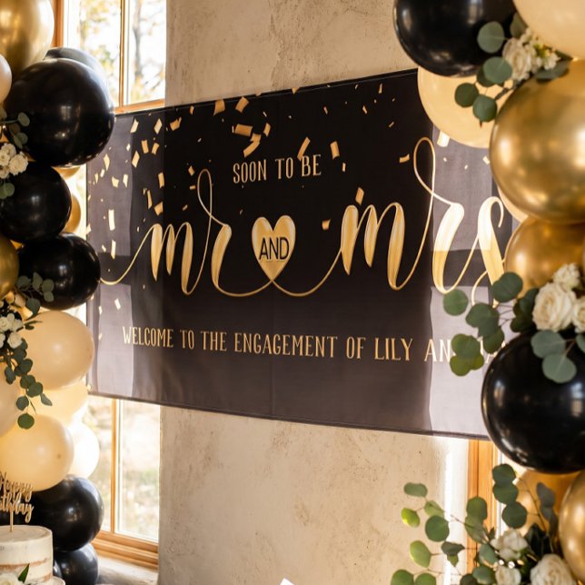 Black Gold Mr and Mrs Engagement Banner (Creator Uploaded)