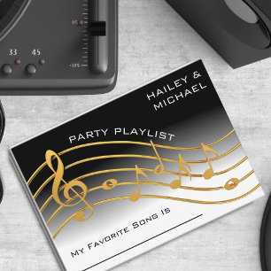 Black & Gold Music Note Scale Wedding Song Request Enclosure Card