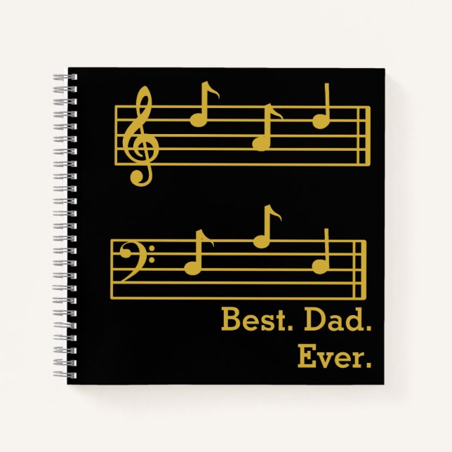 BLACK GOLD MUSIC NOTES BEST DAD EVER TREBLE BASS  NOTEBOOK (Front)