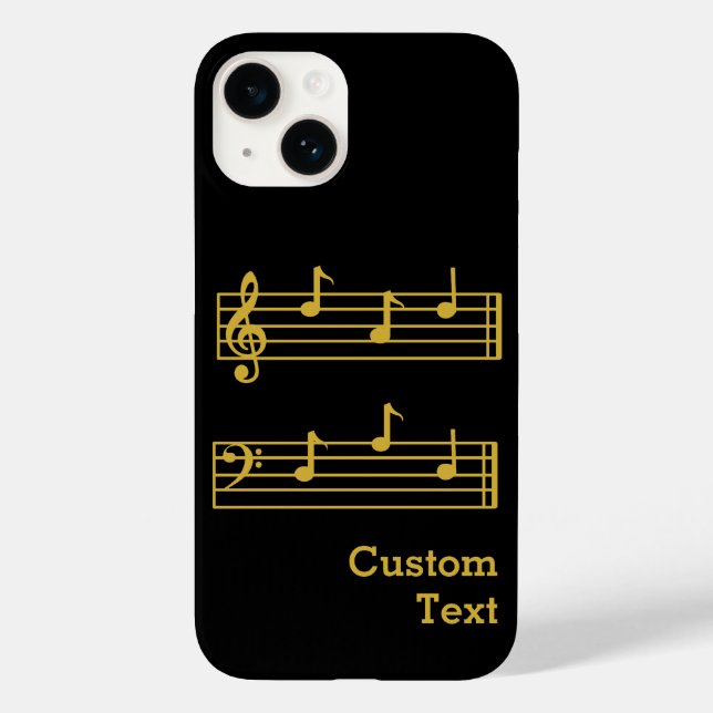 BLACK GOLD MUSIC NOTES BEST DAD TEXT TREBLE BASS  Case-Mate iPhone CASE (Back)