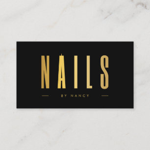 Black & Gold Nail Artist Nails Minimalist Business Card