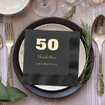 Black gold name elegant birthday party foil napkins<br><div class="desc">Personalise and add your name,  and age.  Real gold foil text.</div>