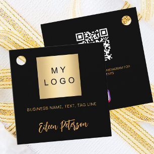 Black gold name logo QR Instagram code hang tag