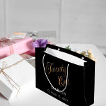 Black gold name script 21st birthday large gift bag<br><div class="desc">A classic black background. Twenty One written with a faux gold script.  Personalise and add a name and date.</div>