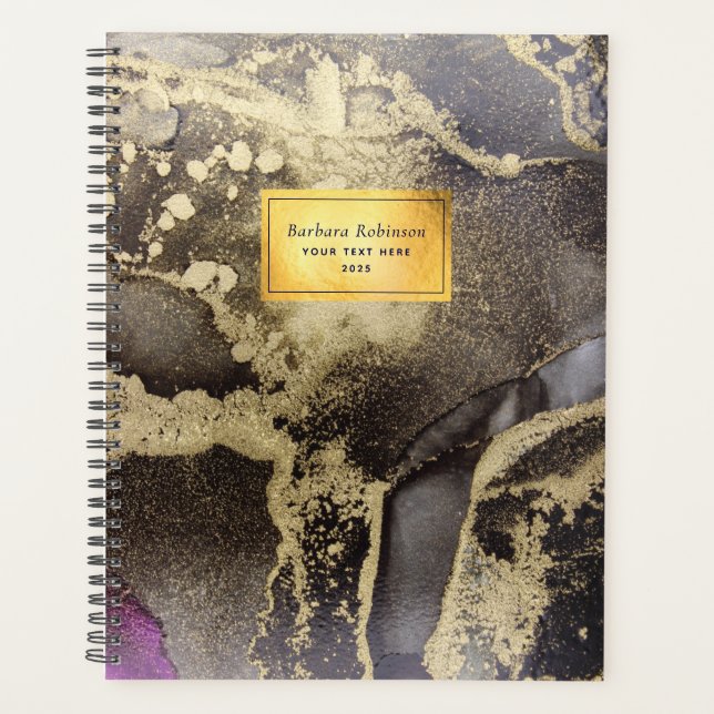 Black Gold Named Abstract Planner (Front)