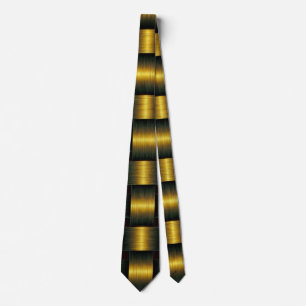Black Gold Neck Tie Golden Lattice