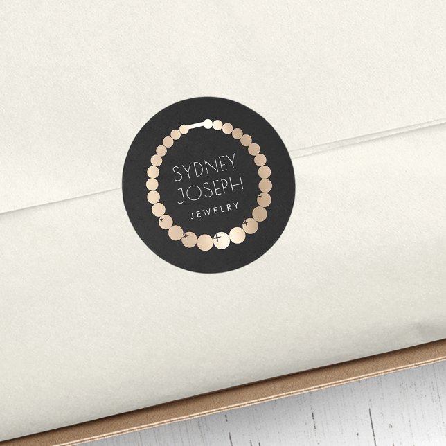 Black & Gold Necklace | Jewellery Design Logo Classic Round Sticker (Creator Uploaded)