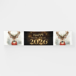 black gold new year party banner
