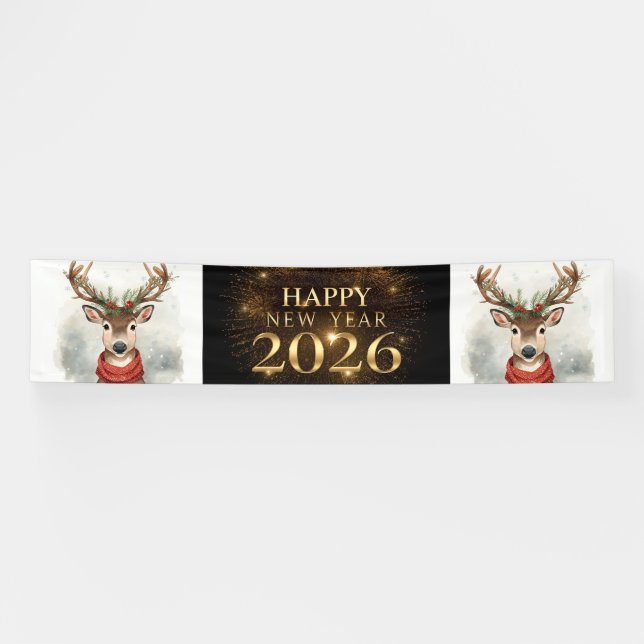 black gold new year party banner (Horizontal)