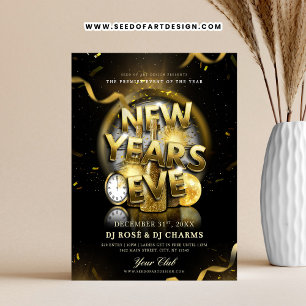 Black & Gold New Year's Eve Club Party Flyer
