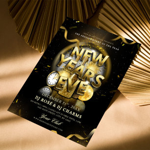 Black & Gold New Year's Eve Club Party Flyer