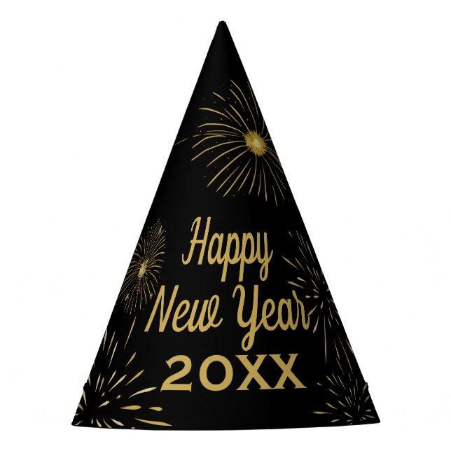 Black Gold New Year's Eve Party Hat (Front)