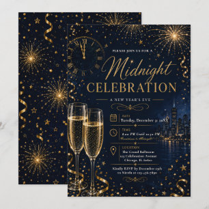 Black Gold New Year's Eve Party Invitation