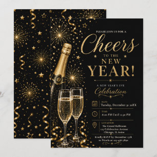 Black Gold New Year's Eve Party Invitation
