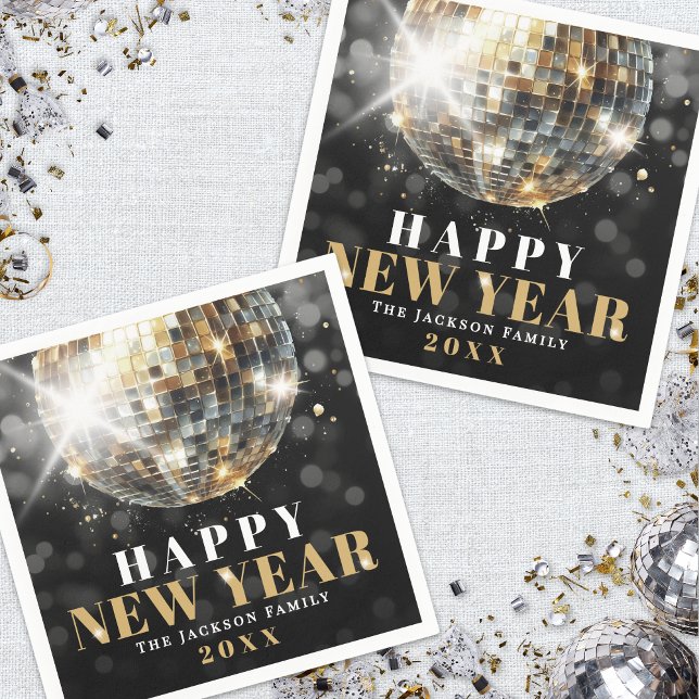 Black Gold New Year's Eve Party Napkin (Black Gold New Year's Eve Party Napkins)