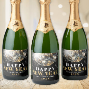 Black Gold New Year's Eve Party Sparkling Wine Label