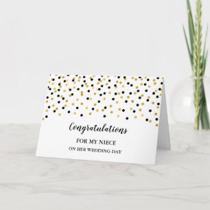 Black Gold Niece Wedding Day Congratulations Card