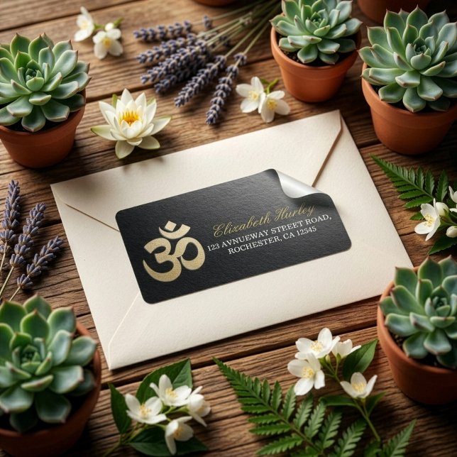 Black & Gold OM Symbol Yoga Mediation Instructor Label (Creator Uploaded)