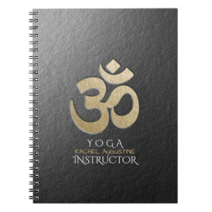 Black & Gold OM Symbol YOGA Meditation Instructor Spiral Notebook