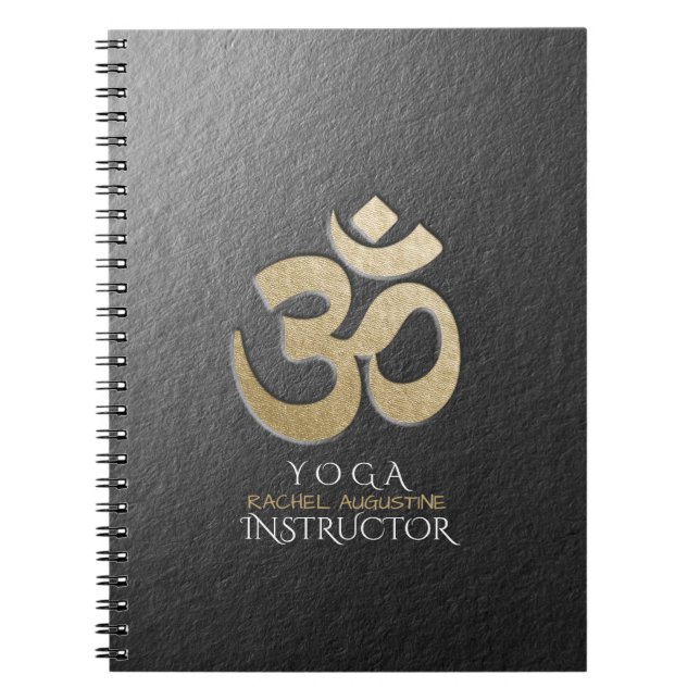 Black & Gold OM Symbol YOGA Meditation Instructor Spiral Notebook (Front)