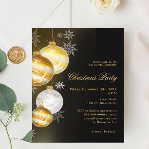 Black gold ornament Christmas Party invitation
