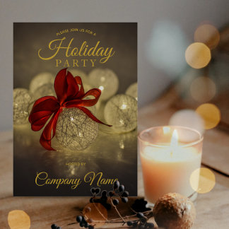 Black Gold Ornament Corporate Holiday Party Invitation