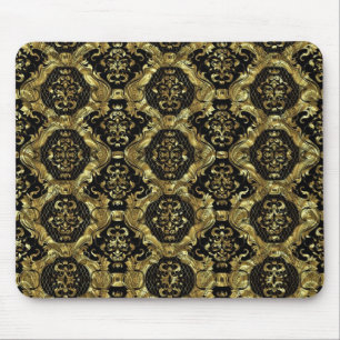 Black & Gold Ornate Baroque Design Mouse Pad