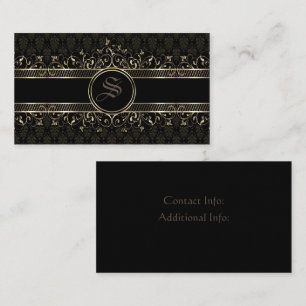 Black & Gold Ornate Gothic Monogrammed Business Card