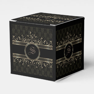 Black & Gold Ornate Gothic Monogrammed Favour Box