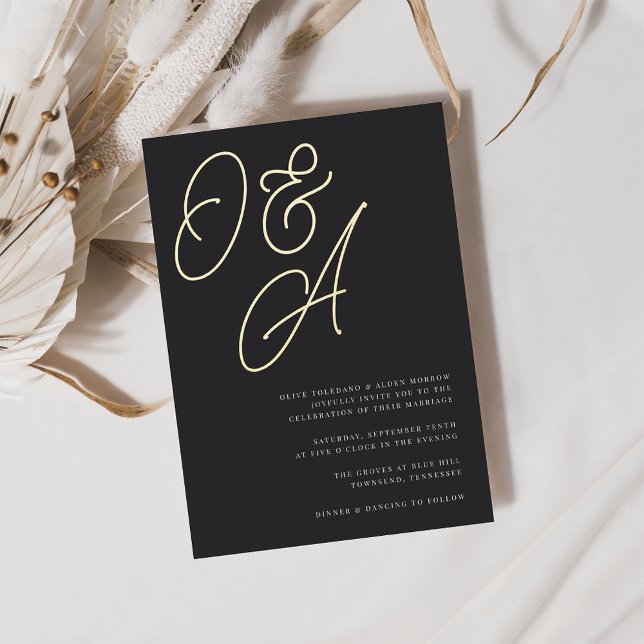 Black & Gold Oversized Script Monogram Wedding (Creator Uploaded)