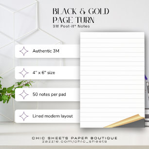 Black & Gold Page Turn 3M Post-it® Notes