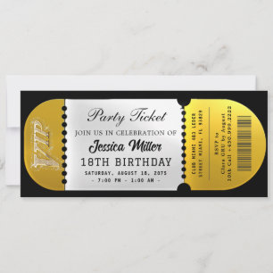 Black & Gold Party Ticket Invitation