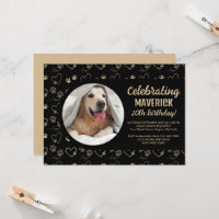 Black Gold Paw Print Dog Birthday Party