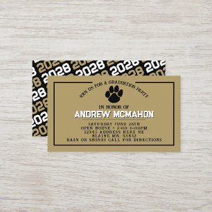 Black & Gold Pawprint Mini Graduation Invites