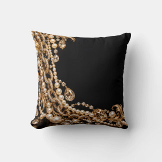 Black Gold Pearl Cascade Cushion
