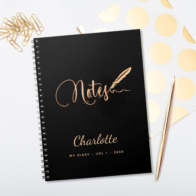 Black gold pen elegant script name notebook (Creator Uploaded)
