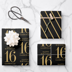 Black Gold Personalised Custom Age Wrapping Paper Sheet