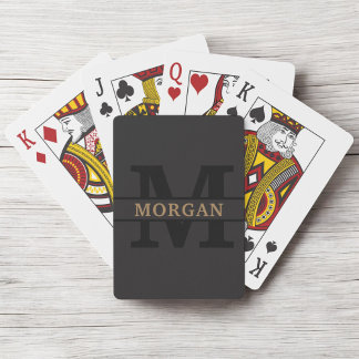 Black Gold Personalised Elegant Monogram Name Playing Cards