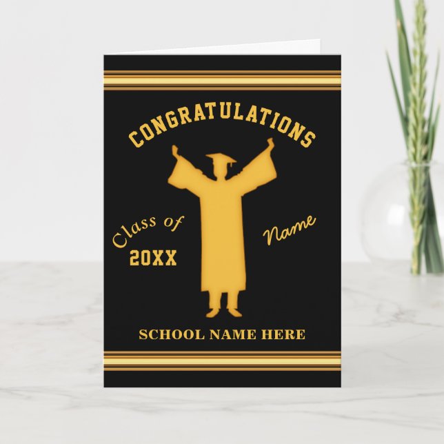 Black Gold, Personalised Graduation Cards for Him (Front)
